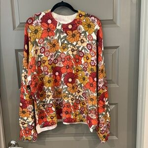 Floral Crew Neck Sweater - Multicolor